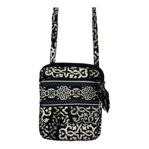 Vera Bradley Gage Blue Microfiber Iconic Triple‎ Zip Hipster Crossbody Bag